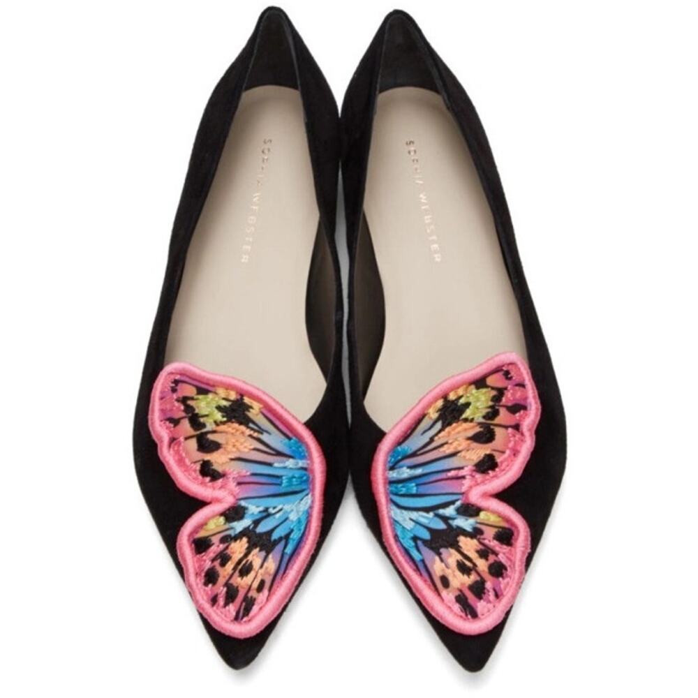 Sophia Webster Black Butterfly Flats